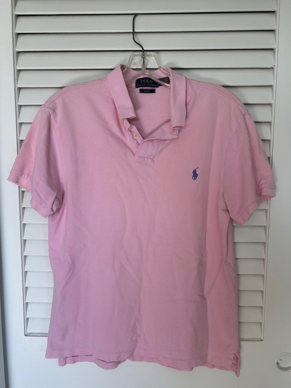 Polo by Ralph Lauren Men’s Light Pink Polo with Blue Pony